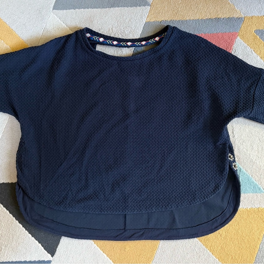 Deletta Midnight Blue Textured Short Sleeve Tee